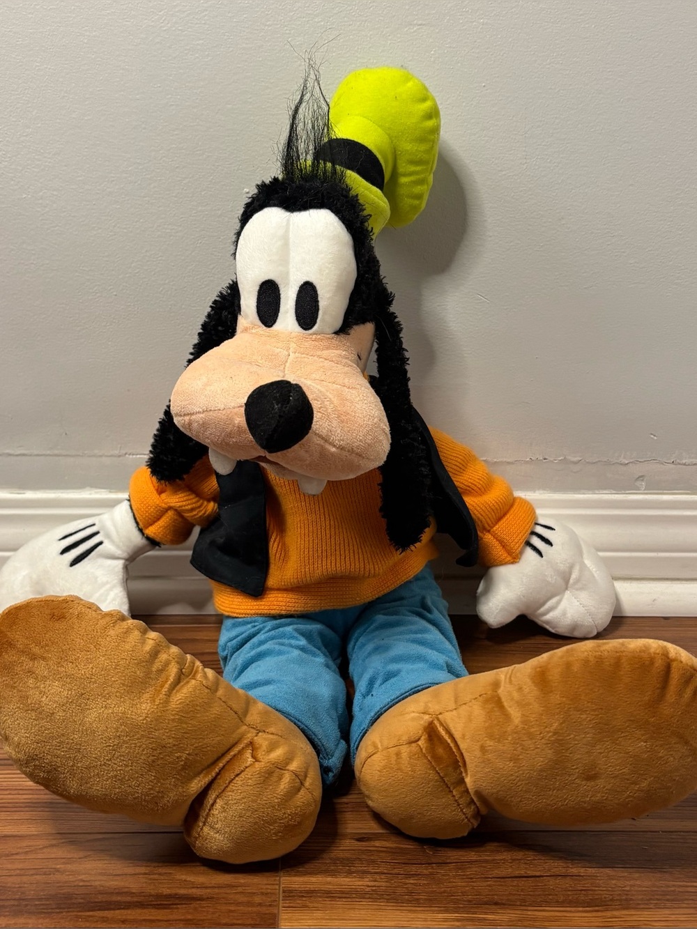 Disney Goofy Plush Toy - Orange Sweater, Blue Pants, Yellow Hat
